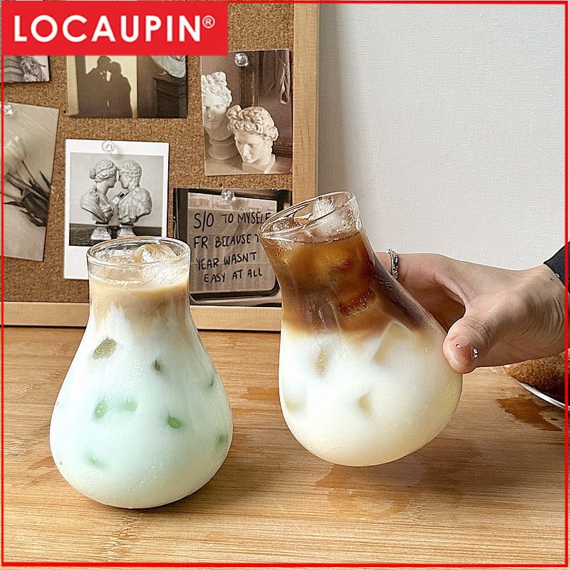 Locaupin Heat Resistant Healthy Glass Cups Water Glass Coffee Cups Flower Tea Glass  Microwave Safe Glass Cups