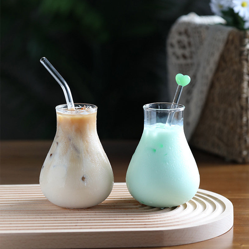 Locaupin Heat Resistant Healthy Glass Cups Water Glass Coffee Cups Flower Tea Glass  Microwave Safe Glass Cups