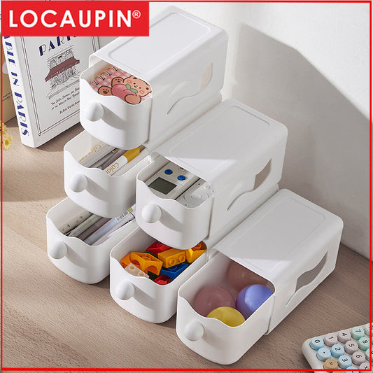 Locaupin Desk Drawer Organizer Shelf with Expandable Storage for Book and Home Tabletop Files Holder