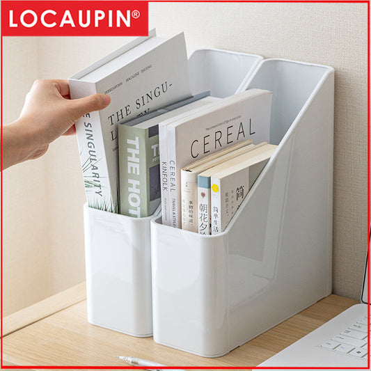Locaupin Plastic Vertical File Folder Storage Organizer Bin,Hold Notebooks,Binders,Envelopes,Magazines for Home Office