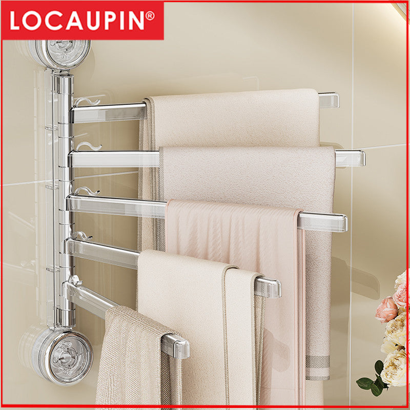 Locaupin Wall-Mounted Bathroom Towel Rack 180-Degree Rotatable Modern Minimalist Design Towel Holder
