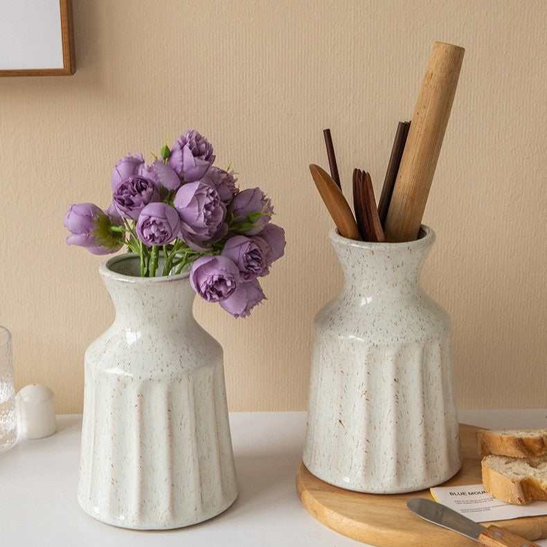 Locaupin White Ceramic Vase Modern Home Decor,Matte Pampas Flower Vases,Farmhouse Decor Living Room Decor