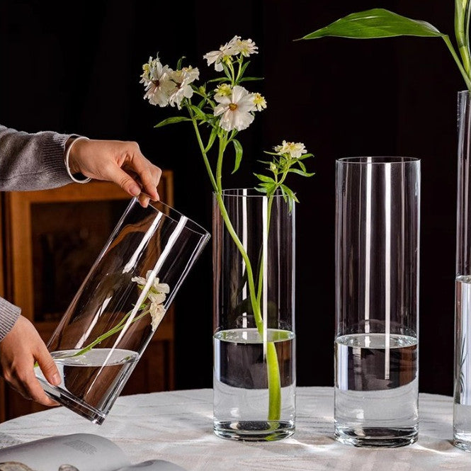 Locaupin Clear Glass Cylinder Vase,Floating Candle Holder Vase, Decor Vases,Clear Vases for Wedding Decorations