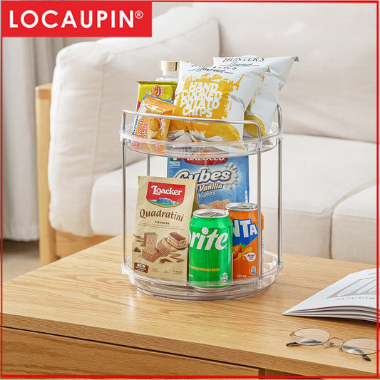 Locaupin 2 Tier Spinning Tray for Fruit,Cabinet,Pantry, Decorative Tiered Trays for Countertop,Organizer for Spices