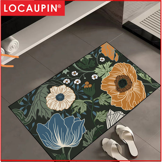 Locaupin Super Absorbent Bath Mat Bathroom Mat Super Absorbent Living Room Floor Mat Rubber Non-Slip Bottom