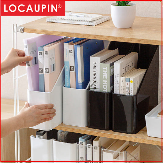Locaupin Plastic Vertical File Folder Storage Organizer Bin,Hold Notebooks,Binders,Envelopes,Magazines for Home Office