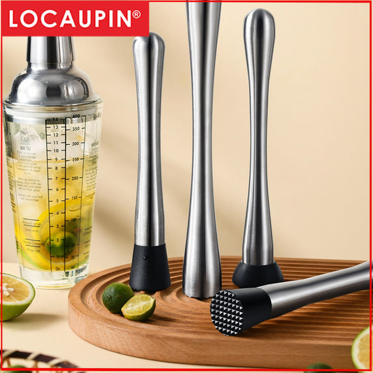 Locaupin 304 Stainless Steel Muddler - Weighted & Non-Slip for Cocktails/Cooking (Dishwasher Safe)