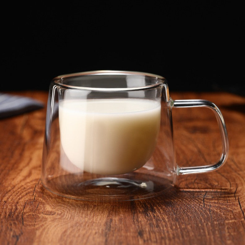Locaupin Double Wall Glass Coffee Mugs Juice Mugs Teacups Heat Resistant Borosilicate Glass Cups with Cover