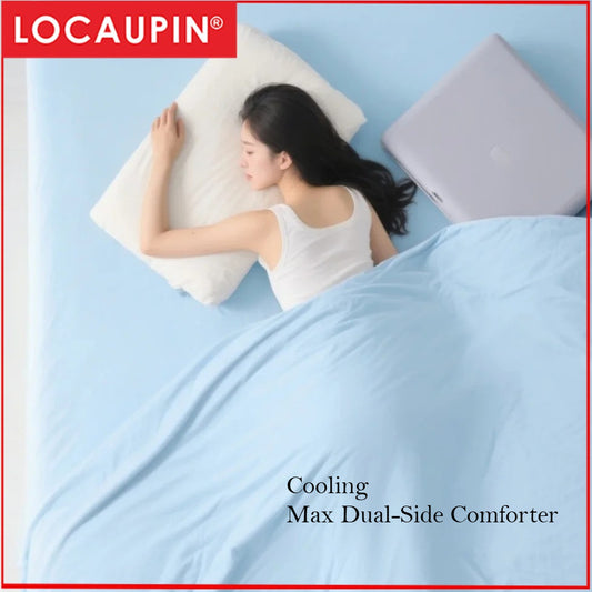 Locaupin Cooling Max Dual-Side Comforter – Ice Silk Lightweight Blanket, Breathable & Hypoallergenic, All-Season Bedding