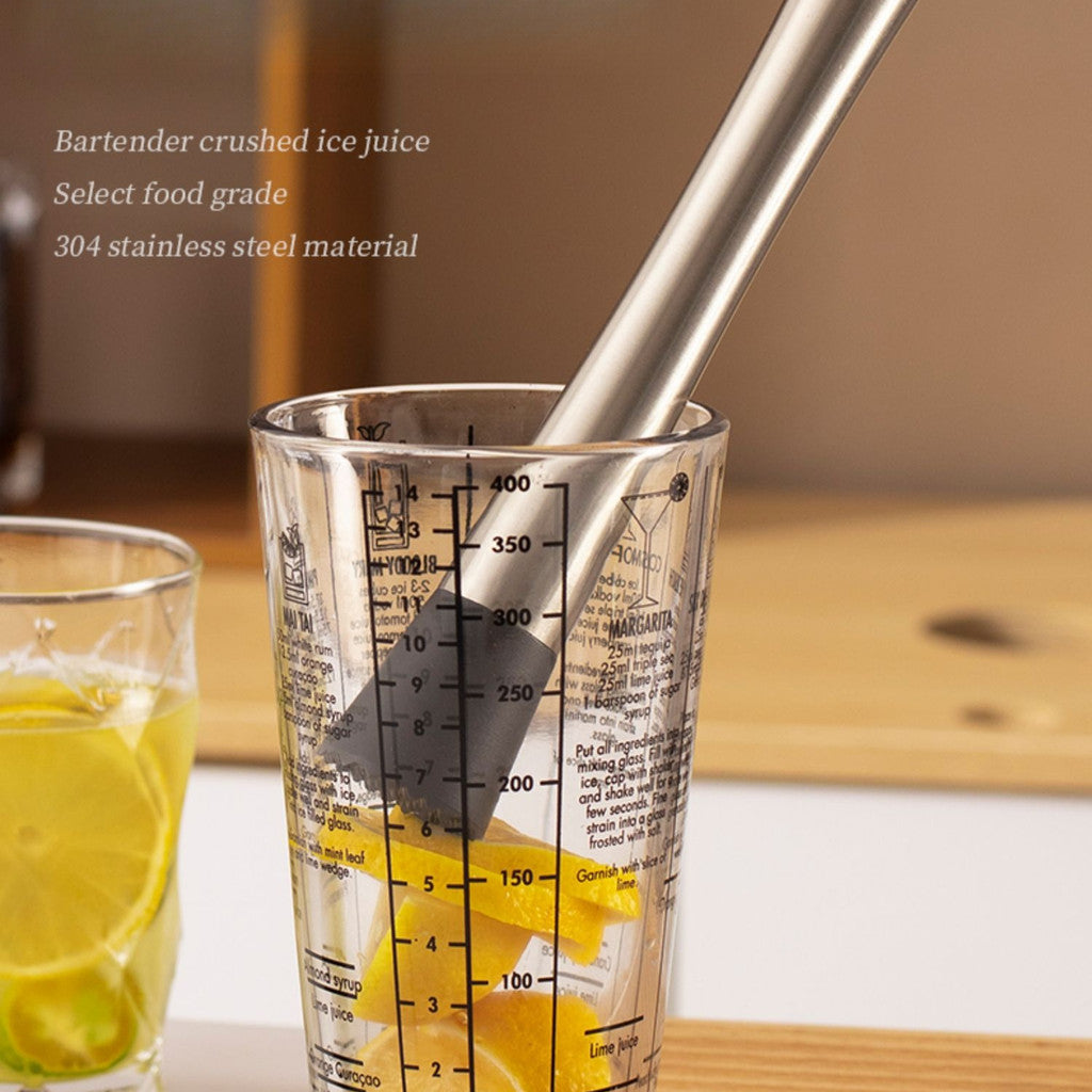 Locaupin Stainless Steel Professional Cocktail Shaker Set - Glass Body w/ Measurements, Non-Slip Grip, Includes Jigger