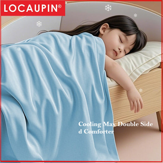 Locaupin Cooling Max Dual-Side Comforter – Ice Silk Lightweight Blanket, Breathable & Hypoallergenic, All-Season Bedding