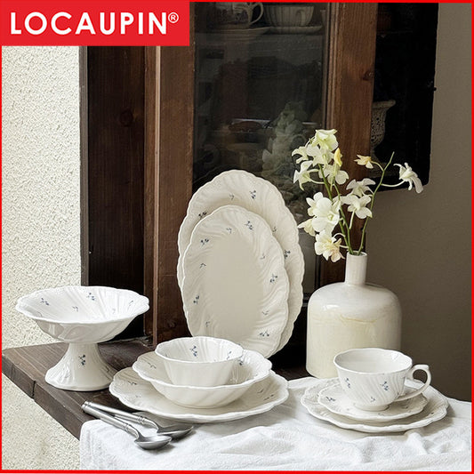 Locaupin Pure White Ceramic Dinnerware, Round Serving Bowls, Tableware for Steak, Salad Pasta Bowls Dinner Sets