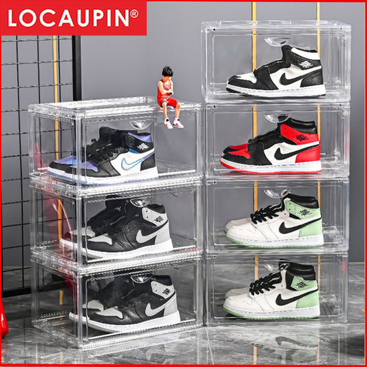 Locaupin High-Quality Stackable Transparent Shoes Storage Cabinets Box Shoe Container Plastic Shoe Organization