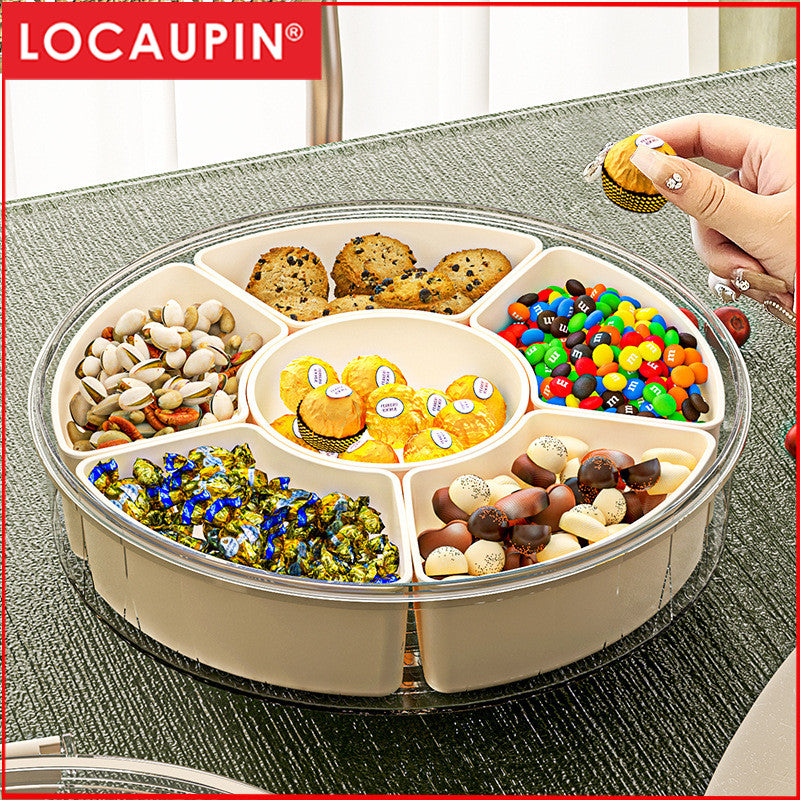 Locaupin Plastic Divided Serving Tray with Lids Individual Dishes Food Storage Containers Snackle Container