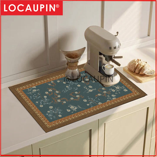 Locaupin PU Leather Dish Drying Mat l Non-Slip l Anti-slip surface l Fast Absorption l Easy to Clean