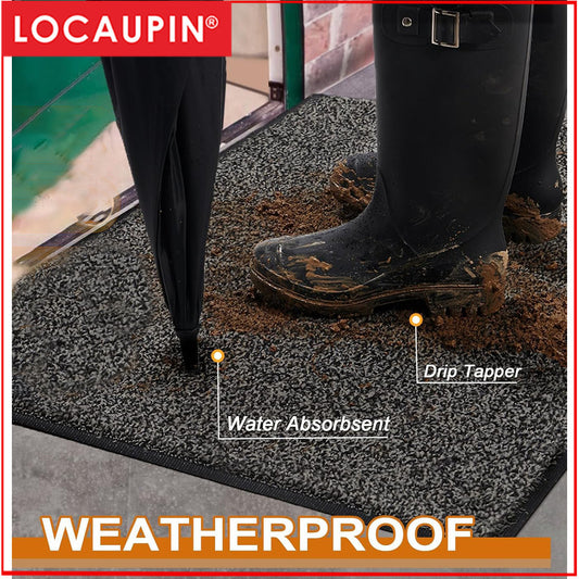 Locaupin Dirt Trapper Door Mat for Indoor Outdoor Washable Mat Non-Slip Entrance Rug Shoes Scraper