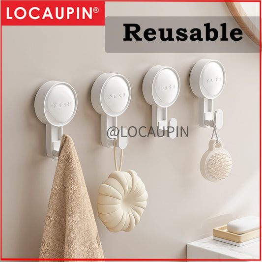 Locaupin Removable Adhesive Hooks,Wall Hooks-Reusable, No-Trace, Tool-Free Installation