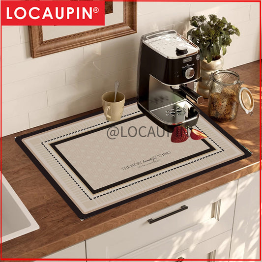 Locaupin PU Leather Dish Drying Mat l Non-Slip l Anti-slip surface l Fast Absorption l Easy to Clean