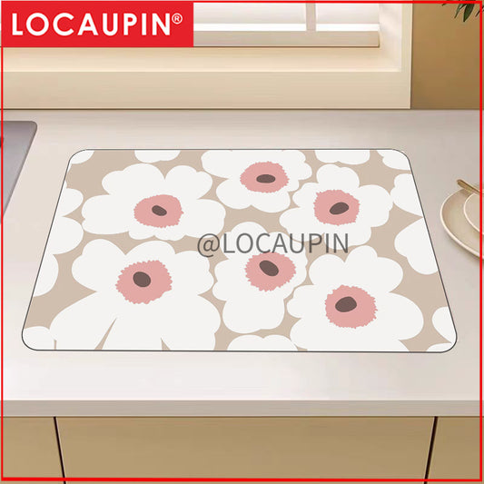 Locaupin PU Leather Dish Drying Mat l Non-Slip l Anti-slip surface l Fast Absorption l Easy to Clean