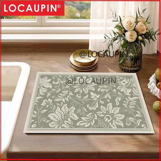 Locaupin PU Leather Dish Drying Mat l Non-Slip l Anti-slip surface l Fast Absorption l Easy to Clean