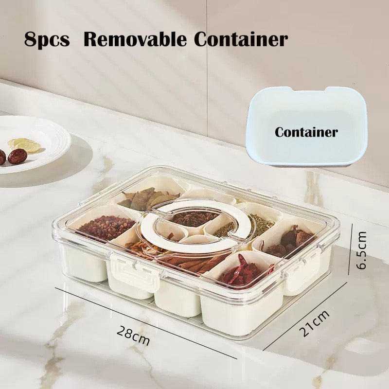 Locaupin Plastic Divided Serving Tray with Lids Individual Dishes Food Storage Containers Snackle Container