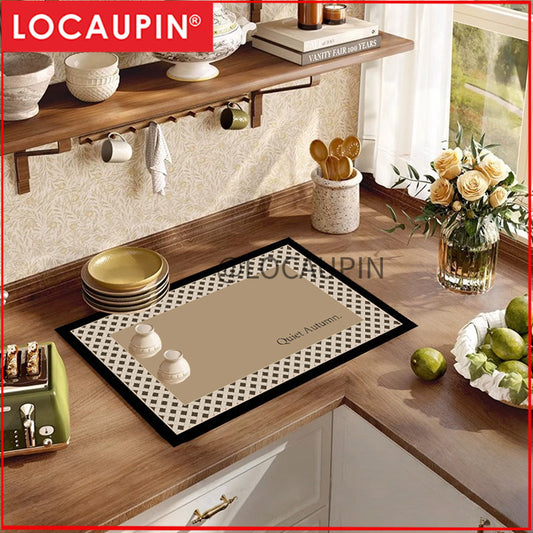 Locaupin PU Leather Dish Drying Mat l Non-Slip l Anti-slip surface l Fast Absorption l Easy to Clean