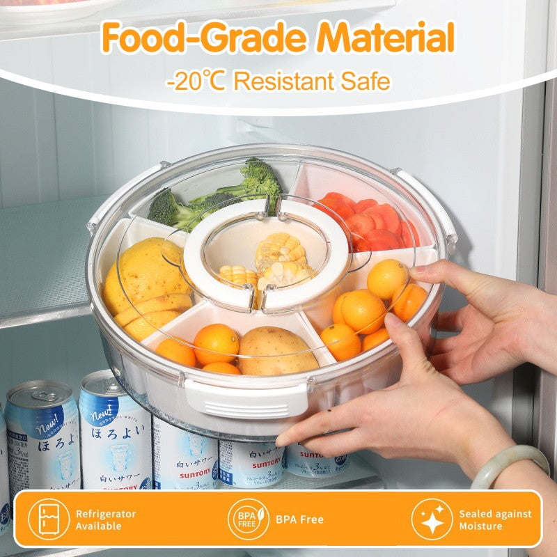 Locaupin Plastic Divided Serving Tray with Lids Individual Dishes Food Storage Containers Snackle Container