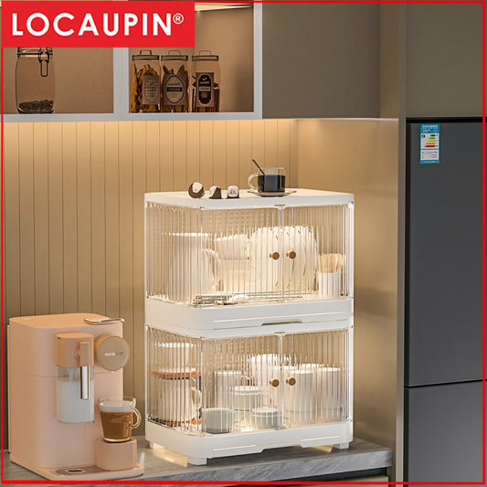 Locaupin Modular Plastic Dish Rack｜ Storage for Dishes, Cups & Baby Bottles, utensils｜With Drain Tray & Rear Ventilation
