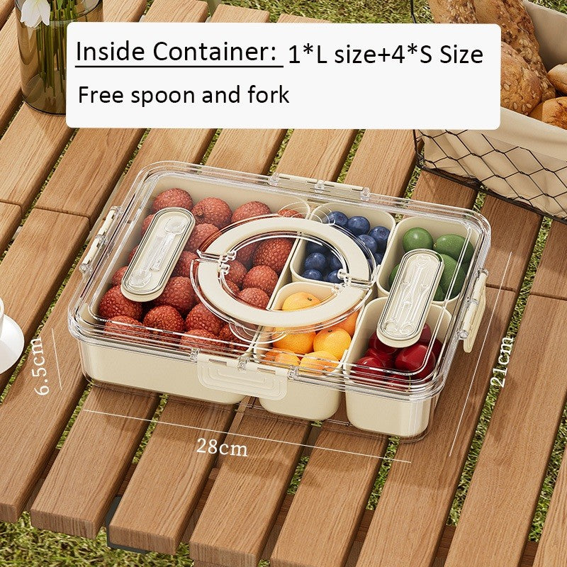 Locaupin Plastic Divided Serving Tray with Lids Individual Dishes Food Storage Containers Snackle Container