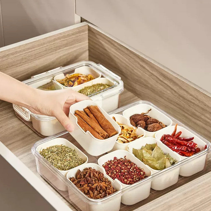 Locaupin Plastic Divided Serving Tray with Lids Individual Dishes Food Storage Containers Snackle Container
