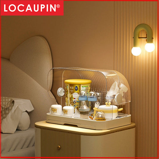 Locaupin Modular Plastic Dish Rack｜ Storage for Dishes, Cups & Baby Bottles, utensils｜With Drain Tray & Rear Ventilation